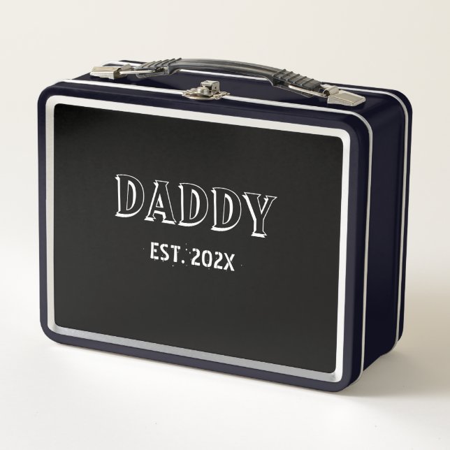 Modern Simple Daddy Est Year Bold Typography Gift  Metal Lunch Box (Front)