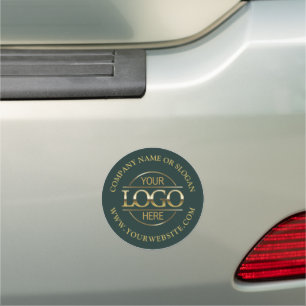 Modern Simple Dark Green Business Logo Promotional Car Magnet