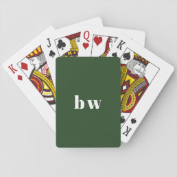 Modern Simple Dark Green Monogram Playing Cards
