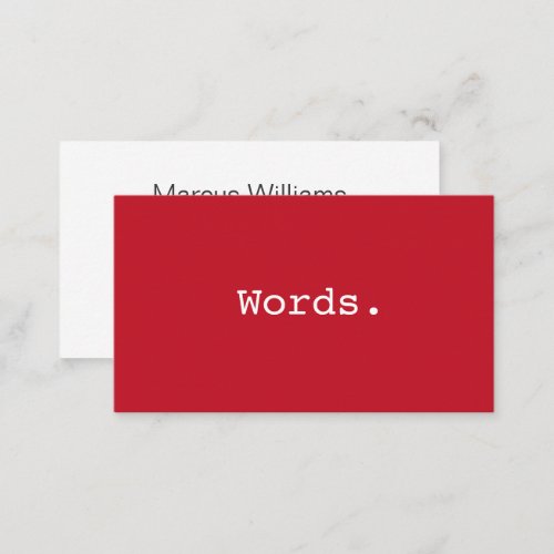 Modern simple deep red writer publisher editor business card