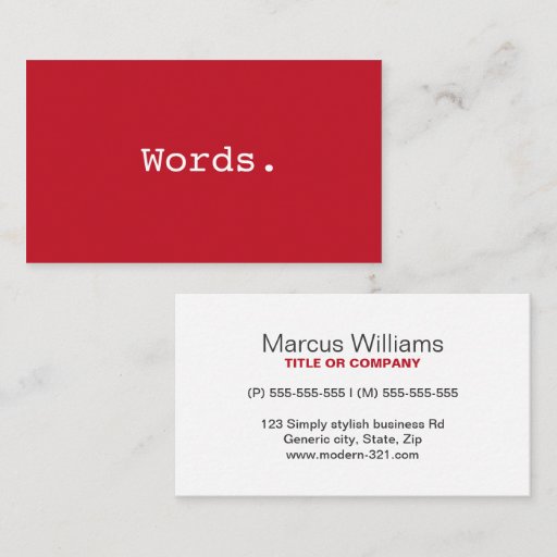 Customizable Modern simple deep red writer publisher editor business card