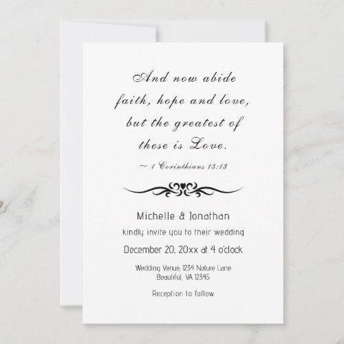 Modern Simple Design Bible Verse Christian Wedding Invitation