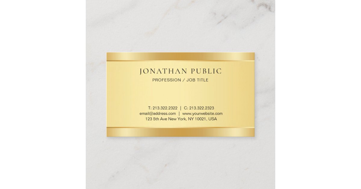 Modern Simple Design Elegant Gold Look Template Business Card | Zazzle