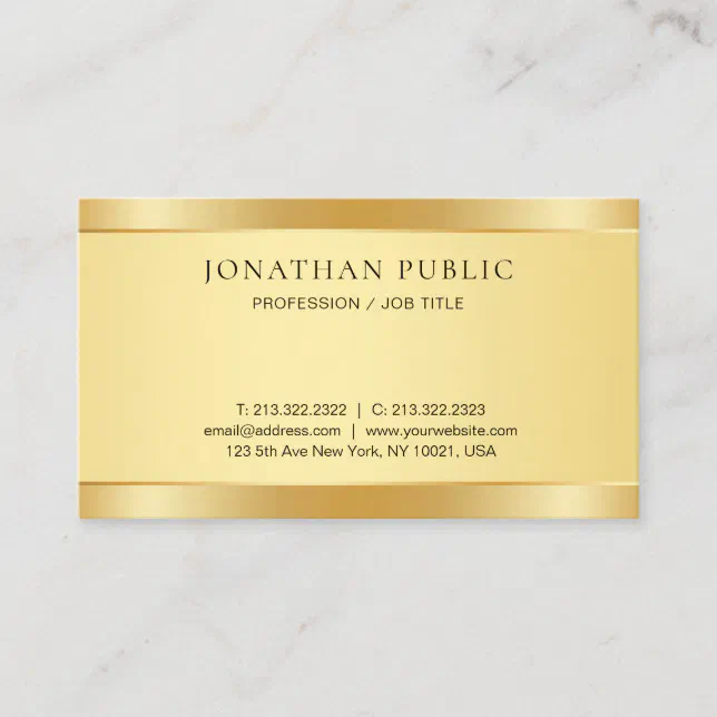 Modern Simple Design Elegant Gold Look Template Business Card | Zazzle