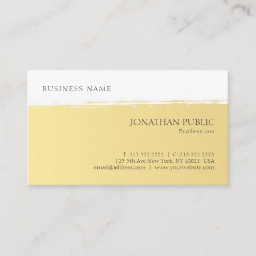 Modern Simple Design Elegant Gold White Template Business Card