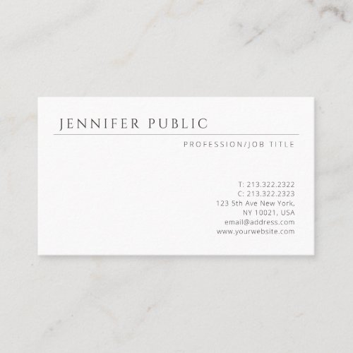 Modern Simple Design Elegant Minimalist Template Business Card