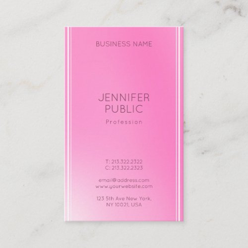 Modern Simple Design Elegant Pink Template Trendy Business Card