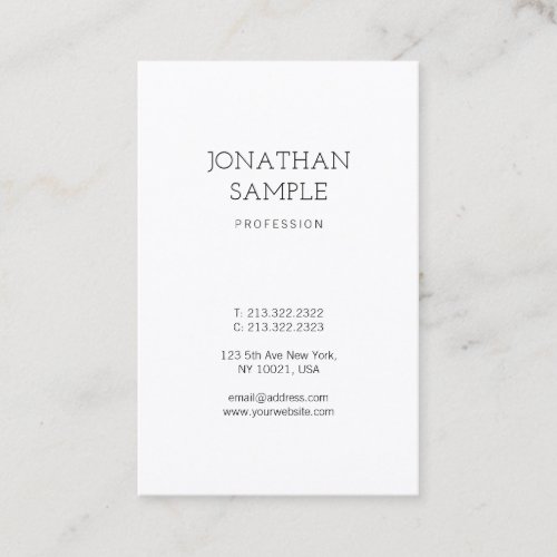 Modern Simple Design Elegant Plain Professional Business Card