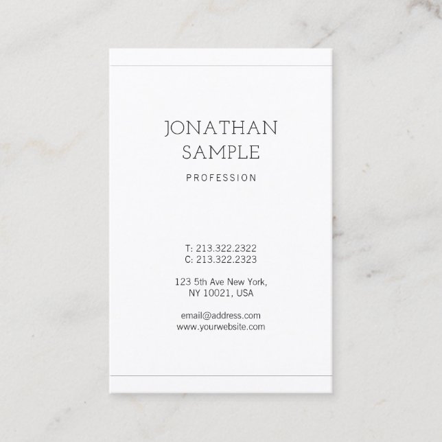 Modern Simple Design Elegant Plain Professional Business Card (Front)