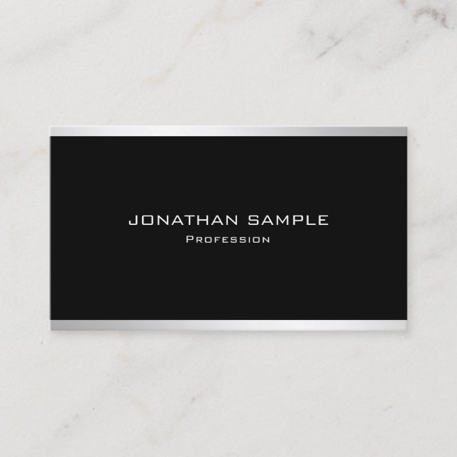 Modern Simple Design Elegant Silver Professional Business Card (Front)