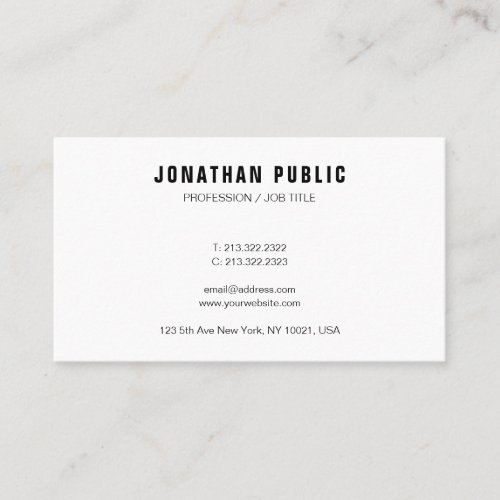 Modern Simple Design Elegant Template Personalized Business Card