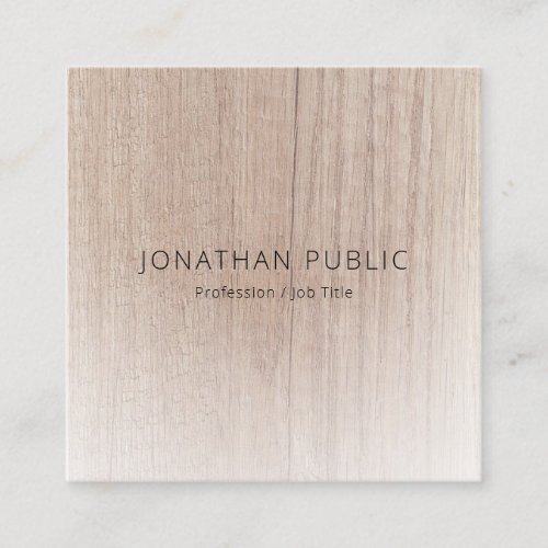 Modern Simple Design Elegant Wood Look Template Square Business Card
