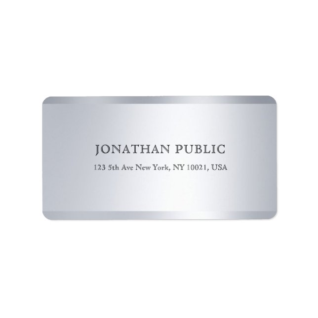 Modern Simple Design Silver Look Elegant Top Plain Label (Front)
