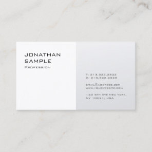 Modern Simple Design Silver White Plain Trendy Business Card