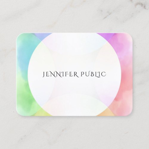 Modern Simple Design Template Elegant Watercolor Business Card