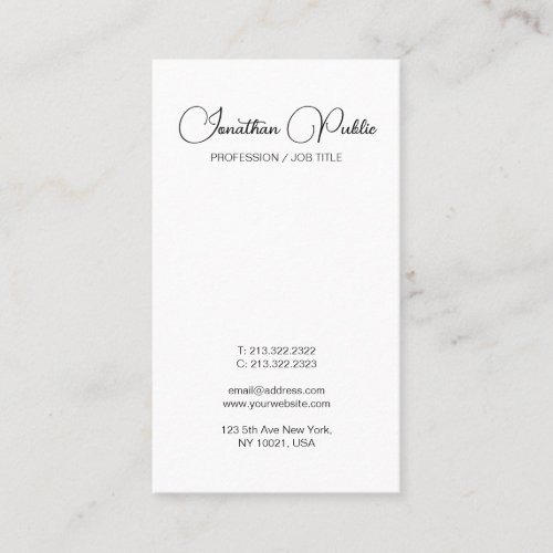 Modern Simple Design Template Typography Vertical Business Card