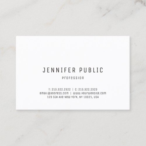 Modern Simple Design Trendy Elegant White Template Business Card