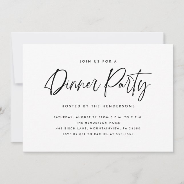 Modern Simple Dinner Party  Invitation (Front)