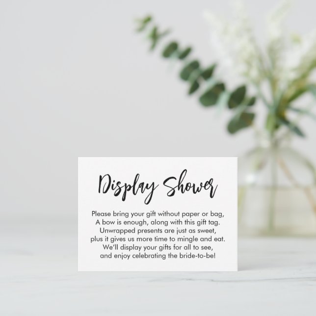 Modern, Simple Display Shower Bridal Gift Card (Standing Front)