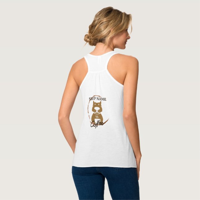Modern Simple Dog Cafe Coffee Shop Tank Top (Back Full)