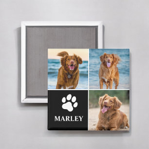 Modern Simple Dog Lover Custom Photo Collage Pet Magnet