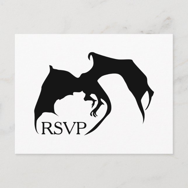Modern Simple Dragon Medieval Geek RSVP Card (Front)