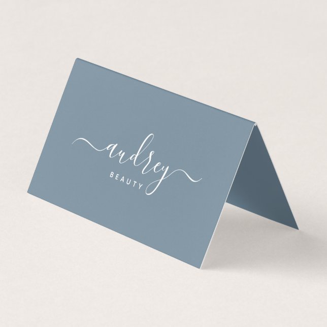 modern Simple dusty blue Signature Typography Business Card (Front)