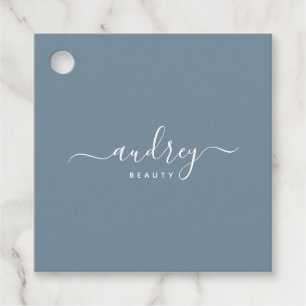 modern Simple dusty blue Signature Typography Favor Tags