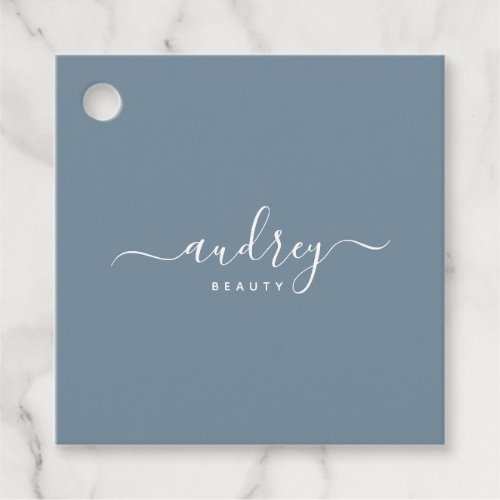 modern Simple dusty blue Signature Typography Favor Tags