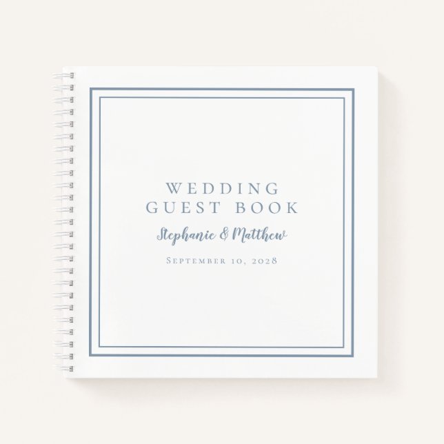 Modern Simple Dusty Blue Wedding Budget Guest Book (Front)