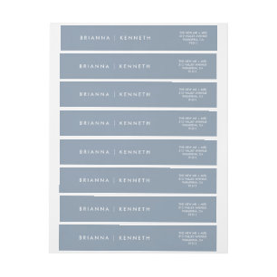 Modern Simple Dusty Blue Wedding Wrap Around Label