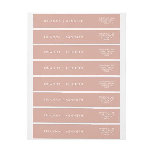  Modern Simple Dusty Pink Elegant Wedding Wrap Around Label
