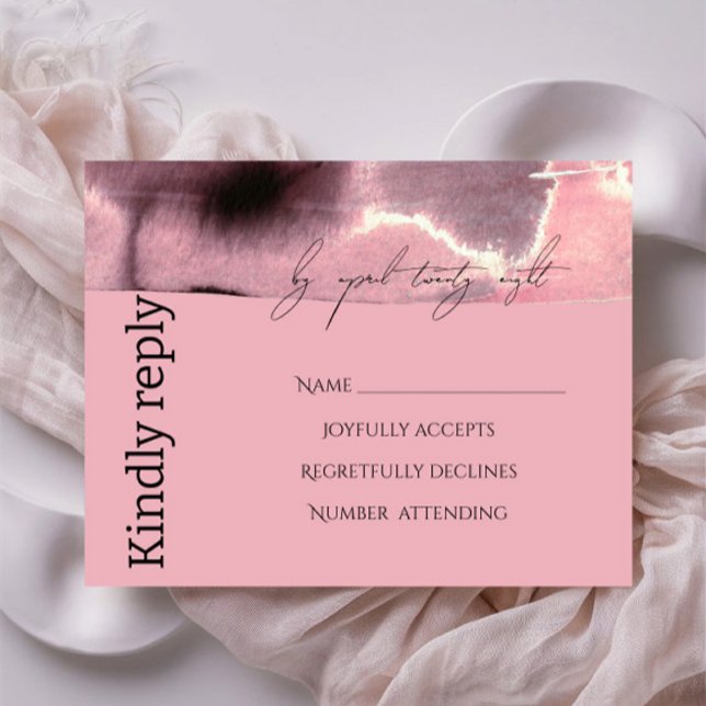 Modern, Simple Dusty Rose and Black RSVP Card (Creator Uploaded)