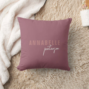 Modern Simple Dusty Rose Minimal Script Throw Pillow