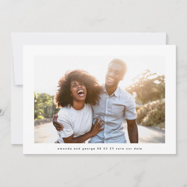Modern Simple Editable Text Photo QR code Wedding Save The Date (Front)