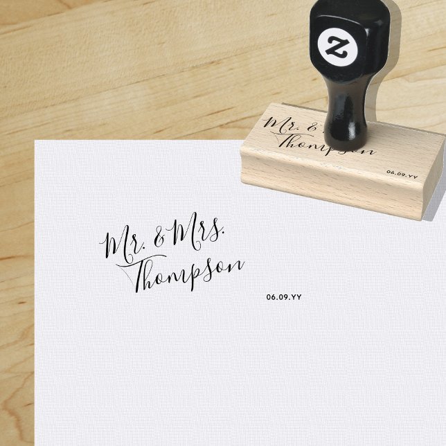 Modern | Simple Elegance | Wedding Date Rubber Stamp ("Everyday is abundantly beautiful." 
Sincerely Best Wishes from Lucky Design World)