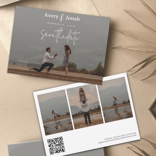 Modern Simple Elegant 4 Photo Wedding Save The Date