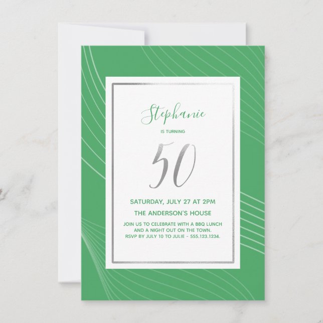 Modern, Simple & Elegant 50th Birthday Party Invit Invitation (Front)