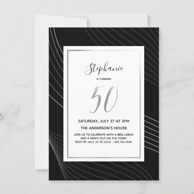 Modern Simple And Elegant 50th Birthday Party Invit Invitation Zazzle