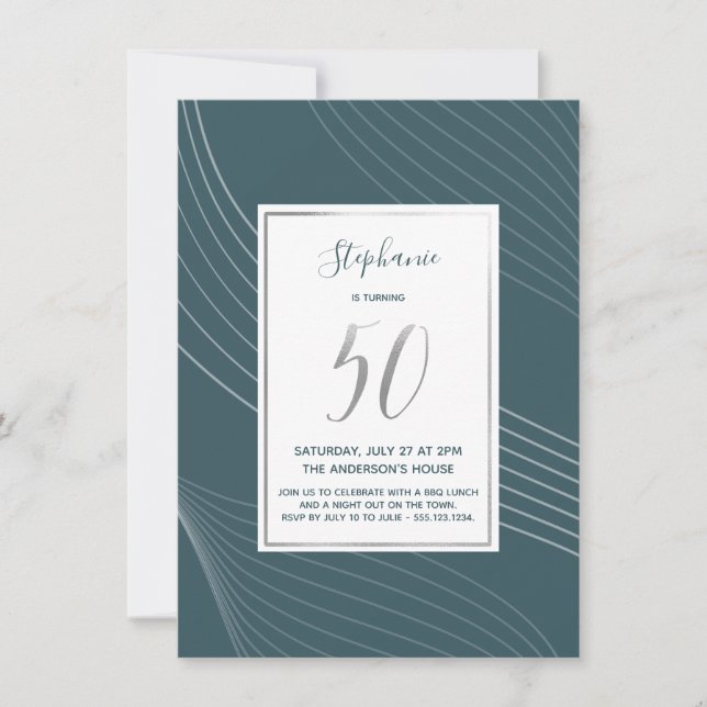 Modern, Simple & Elegant 50th Birthday Party Invitation (Front)