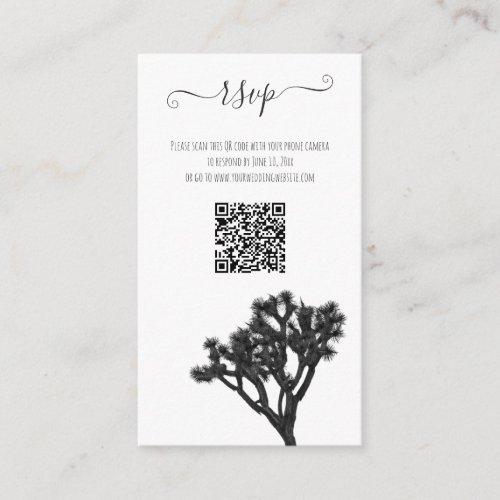 Modern Simple Elegant BW Joshua Tree QR Code Enclosure Card