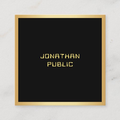 Modern Simple Elegant Black And Gold Template Square Business Card