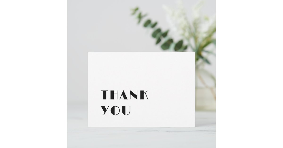 Modern simple elegant black and white wedding thank you card | Zazzle