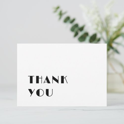 Modern simple elegant black and white wedding thank you card