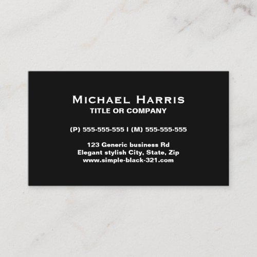 Modern simple elegant black business card
