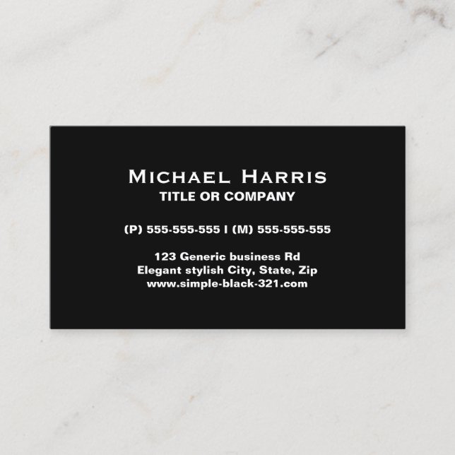 Modern simple elegant black business card (Front)