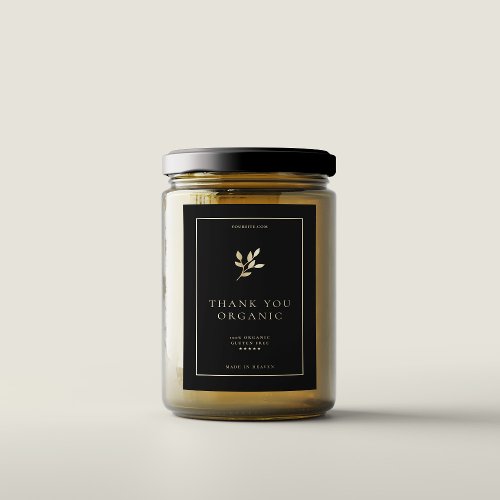 Modern Simple Elegant Black Gold Boho Jar Food Label