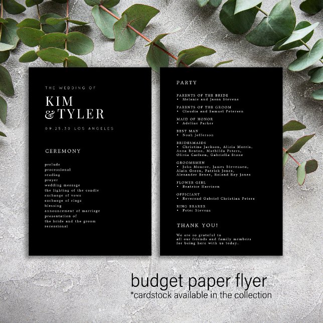 Modern simple elegant black wedding program flyer (Creator Uploaded)