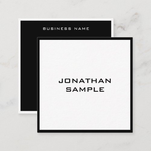 Modern Simple Elegant Black White Template Matte Square Business Card