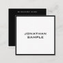 Modern Simple Elegant Black White Template Matte Square Business Card